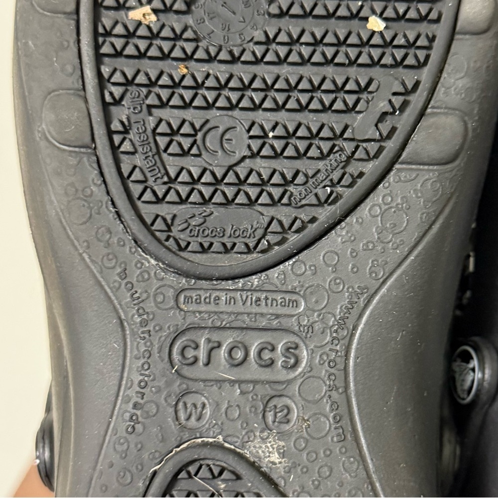 CROCS Black Mules with Decorative White Floral Strap - Picture 8 of 8